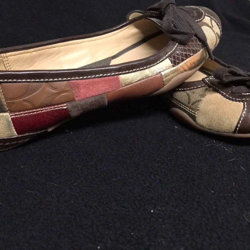 Coach size 6.5 brown/multi leather loafers - Picture 2 of 5